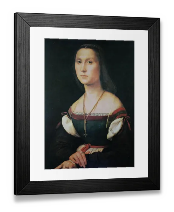 Framed Print : La Muta, the Mute, Lady in Green, by Raffaello Sanzio da Urbino, also Raffael da Urbino, Raffaello Santi, Raffaello Sanzio, Raphael, Italian painter, Italy, digitally restored reproduction of a work of art (public domain) from c. 1500 Framed Print : La Muta, the Mute, Lady in Green, by Raffaello Sanzio da Urbino, also Raffael da Urbino, Raffaello Santi, Raffaello Sanzio, Raphael, Italian painter, Italy, digitally restored reproduction of a work of art (public domain) from c. 1500