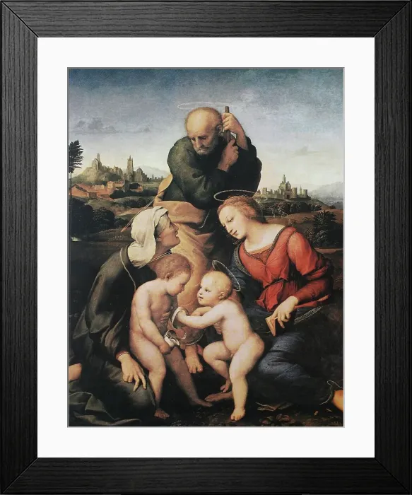 Framed Print : The Holy Family from the House of Canigiani. by Raffaello Sanzio da Urbino, also Raffael da Urbino, Raffaello Santi, Raffaello Sanzio, Raphael, Italian painter, Italy, digitally restored reproduction of a work of art (public domain) from c. 1500 Framed Print : The Holy Family from the House of Canigiani. by Raffaello Sanzio da Urbino, also Raffael da Urbino, Raffaello Santi, Raffaello Sanzio, Raphael, Italian painter, Italy, digitally restored reproduction of a work of art (public domain) from c. 1500
