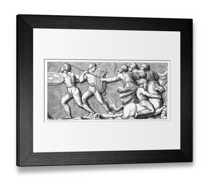 Framed Print : Shown is a battle scene at the Victory Column of Marcus Aurelius, Rome, Italy, digitally restored reproduction of an original 19th century artwork, exact original date not known Framed Print : Shown is a battle scene at the Victory Column of Marcus Aurelius, Rome, Italy, digitally restored reproduction of an original 19th century artwork, exact original date not known