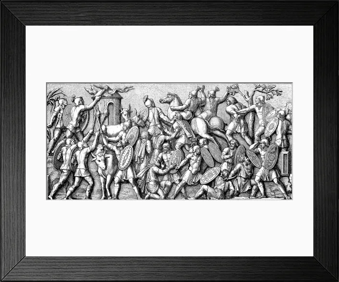 Framed Print : Destruction of a Germanic village by Roman troops, depicted at the Victory Column of Marcus Aurelius at Rome, Italy, historical, digitally restored reproduction of an original from the 19th century, exact original date not known Framed Print : Destruction of a Germanic village by Roman troops, depicted at the Victory Column of Marcus Aurelius at Rome, Italy, historical, digitally restored reproduction of an original from the 19th century, exact original date not known