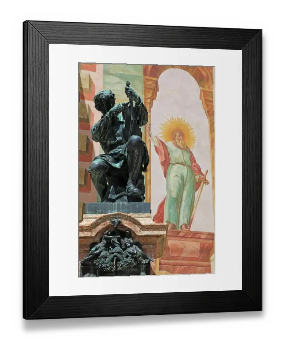 Framed Print : Matthias Klotz Monument, violin maker monument, Mittenwald, district of Garmisch Partenkirchen, Upper Bavaria, Bavaria, Germany