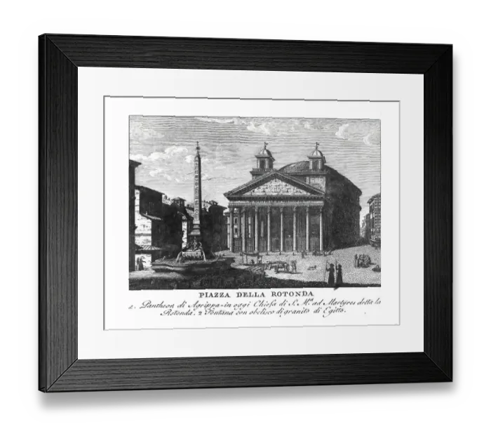 Framed Print : North of the Pantheon lies the Piazza della Rotonda with the Egyptian obelisk erected there Obelisco Macuteo, Rome, Italy, digitally restored reproduction from Vedute principali e piu interessanti di Roma by Giovanni Battista, 1799