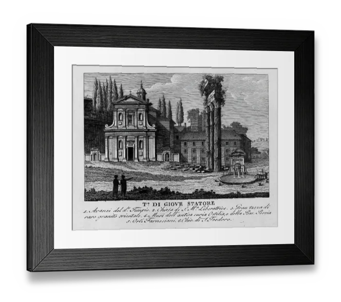 Framed Print : Tempio di Giove Statore, Rome, Italy, digitally restored reproduction from Vedute principali e piu interessanti di Roma by Giovanni Battista, 1799 Framed Print : Tempio di Giove Statore, Rome, Italy, digitally restored reproduction from Vedute principali e piu interessanti di Roma by Giovanni Battista, 1799
