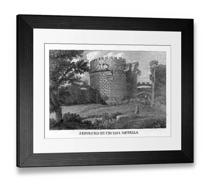 Framed Print : Tomb of Caecilia Metella, Tomba di Cecilia Metella, funerary monument on the Via Appia Antica in Rome, Italy, digitally restored reproduction from Vedute principali e piu interessanti di Roma by Giovanni Battista, 1799 Framed Print : Tomb of Caecilia Metella, Tomba di Cecilia Metella, funerary monument on the Via Appia Antica in Rome, Italy, digitally restored reproduction from Vedute principali e piu interessanti di Roma by Giovanni Battista, 1799