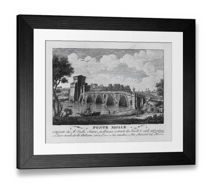 Framed Print : Milvian Bridge, Ponte Milvio, formerly Ponte Molle or Mollo, Pons Milvius, a bridge dating back to antiquity that spans the Tiber in Rome, Italy, digitally restored reproduction from Vedute principali e piu interessanti di Roma by Giovanni Battista Framed Print : Milvian Bridge, Ponte Milvio, formerly Ponte Molle or Mollo, Pons Milvius, a bridge dating back to antiquity that spans the Tiber in Rome, Italy, digitally restored reproduction from Vedute principali e piu interessanti di Roma by Giovanni Battista