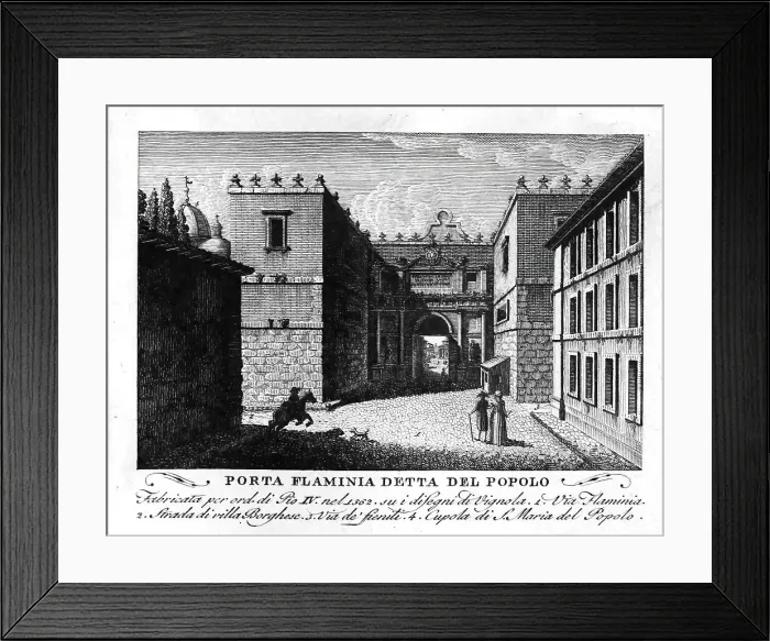 Framed Print : Porta flaminia detta del popolo, gate in the Aurelian Wall in Rome, Italy, digitally restored reproduction from Vedute principali e piu interessanti di Roma by Giovanni Battista, 1799 Framed Print : Porta flaminia detta del popolo, gate in the Aurelian Wall in Rome, Italy, digitally restored reproduction from Vedute principali e piu interessanti di Roma by Giovanni Battista, 1799