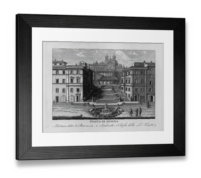 Framed Print : Piazza di Spagna, Rome, Italy, digitally restored reproduction from Vedute principali e piu interessanti di Roma by Giovanni Battista, 1799 Framed Print : Piazza di Spagna, Rome, Italy, digitally restored reproduction from Vedute principali e piu interessanti di Roma by Giovanni Battista, 1799