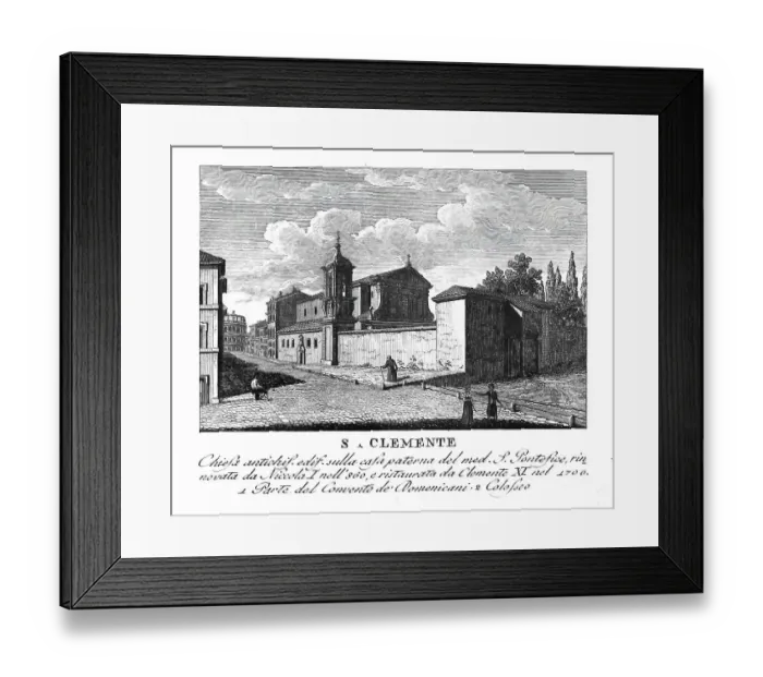 Framed Print : San Clemente, Basilica San Clemente al Laterano, Basilica Sancti Clementis in Laterano, a church in Rome, Italy, digitally restored reproduction from Vedute principali e piu interessanti di Roma by Giovanni Battista, 1799