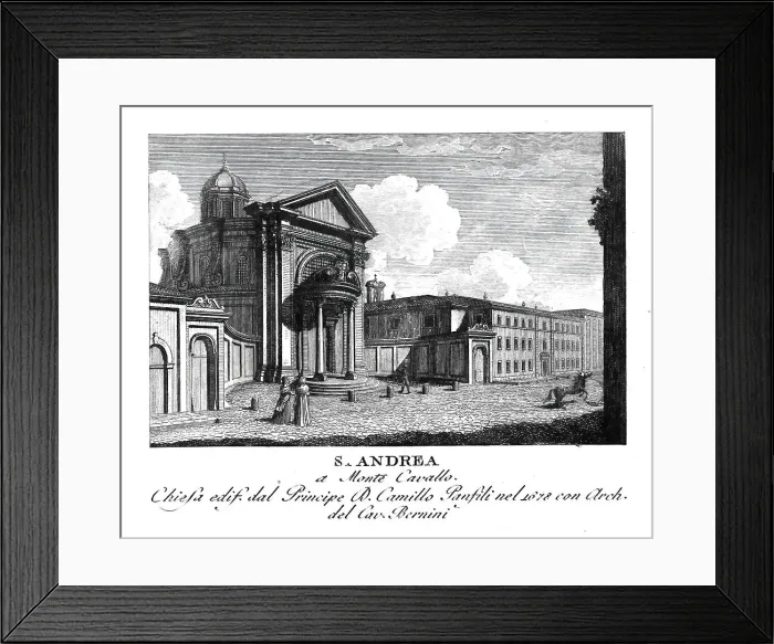 Framed Print : Chiesa di Sant'Andrea al Quirinale is a church in Rome and is located on the Quirinal Hill in Via del Quirinale, Italy, digitally restored reproduction from Vedute principali e piu interessanti di Roma by Giovanni Battista, 1799 Framed Print : Chiesa di Sant'Andrea al Quirinale is a church in Rome and is located on the Quirinal Hill in Via del Quirinale, Italy, digitally restored reproduction from Vedute principali e piu interessanti di Roma by Giovanni Battista, 1799