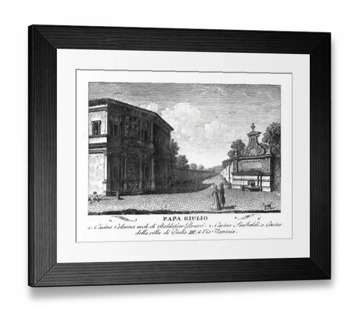 Framed Print : Casino della Vigna di Papa Giulio III, Julius III, fountain in the Via Flaminia at the entrance to his suburban villa, Rome, Italy, digitally restored reproduction from Vedute principali e piu interessanti di Roma by Giovanni Battista, 1799 Framed Print : Casino della Vigna di Papa Giulio III, Julius III, fountain in the Via Flaminia at the entrance to his suburban villa, Rome, Italy, digitally restored reproduction from Vedute principali e piu interessanti di Roma by Giovanni Battista, 1799