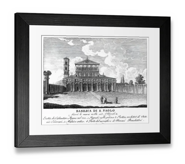 Framed Print : Saint Paul Outside the Walls, San Paolo fuori le mura, ecclesia Sancti Pauli extra muros, one of the papal basilicas of Rome, Italy, digitally restored reproduction from Vedute principali e piu interessanti di Roma by Giovanni Battista, 1799 Framed Print : Saint Paul Outside the Walls, San Paolo fuori le mura, ecclesia Sancti Pauli extra muros, one of the papal basilicas of Rome, Italy, digitally restored reproduction from Vedute principali e piu interessanti di Roma by Giovanni Battista, 1799