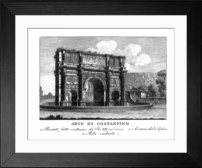 Framed Print : Arco di Costantino, Arch of Constantine, three-arched triumphal arch in Rome, Italy, digitally restored reproduction from Vedute principali e piu interessanti di Roma by Giovanni Battista, 1799