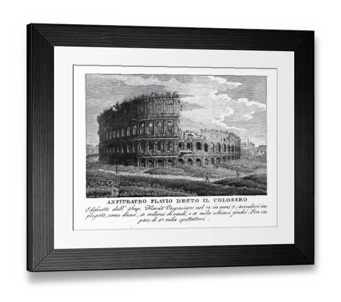 Framed Print : Anfiteatro flavio detto il colosseo, Colosseum, Rome, Italy, digitally restored reproduction from Vedute principali e piu interessanti di Roma by Giovanni Battista, 1799 Framed Print : Anfiteatro flavio detto il colosseo, Colosseum, Rome, Italy, digitally restored reproduction from Vedute principali e piu interessanti di Roma by Giovanni Battista, 1799