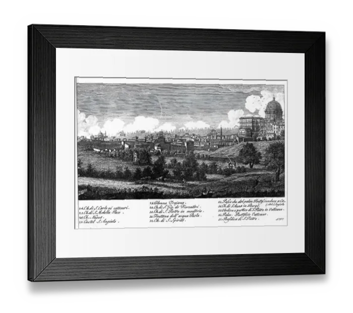 Framed Print : Rome Overview, Italy, digitally restored reproduction from Vedute principali e piu interessanti di Roma by Giovanni Battista, 1799 Framed Print : Rome Overview, Italy, digitally restored reproduction from Vedute principali e piu interessanti di Roma by Giovanni Battista, 1799