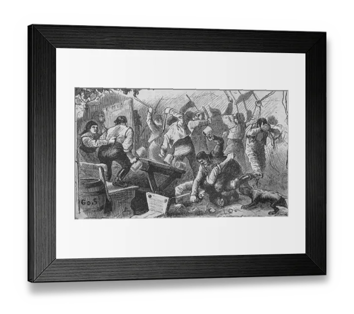 Framed Print : Fair, Kirchweih in Upper Bavaria, c. 1876, Germany, The obligatory brawl, historical, digital reproduction of an original 19th-century template, original date not known Framed Print : Fair, Kirchweih in Upper Bavaria, c. 1876, Germany, The obligatory brawl, historical, digital reproduction of an original 19th-century template, original date not known