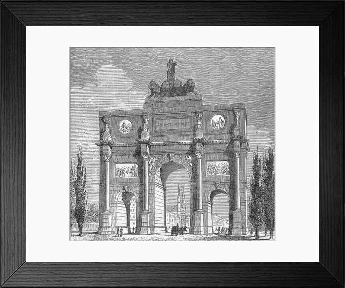 Framed Print : The Siegestor gate in Munich, c. 1876, Bavaria, Germany, historical, digital reproduction of an original 19th century painting, original date unknown, c. 1880