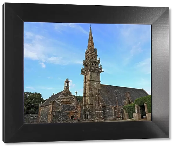 La Roche Maurice church, calvary and ossuary, enclosed parish, Brittany, France