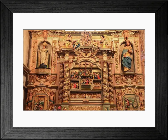 Framed Print : Lampaul-Guimiliau, Church of Notre-Dame, side altar inside the church, Brittany, France Framed Print : Lampaul-Guimiliau, Church of Notre-Dame, side altar inside the church, Brittany, France