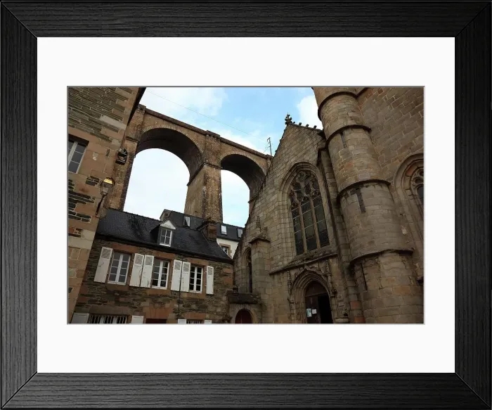 Framed Print : Town of Morlaix, town centre and viaduct, railway viaduct, Brittany, France Framed Print : Town of Morlaix, town centre and viaduct, railway viaduct, Brittany, France