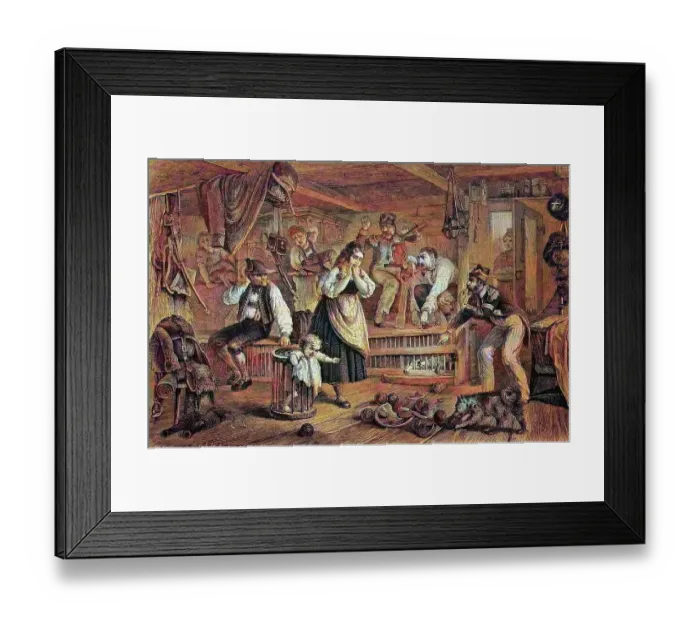 Framed Print : Inn in the time of the Rhine Confederation, Germany, historical woodcut, circa 1870, digitally restored reproduction of an original 19th century print, exact original date unknown, coloured