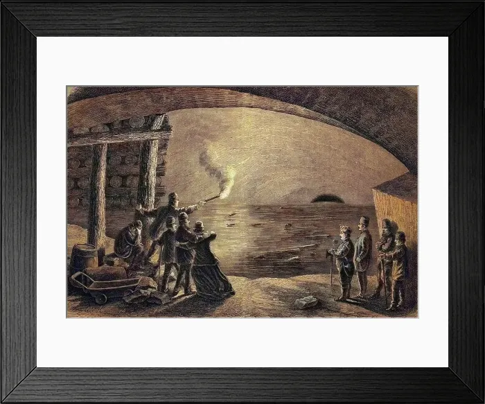 Framed Print : Flooding of the Austria in Wieliczka, Poland, historical engraving, circa 1870, digitally restored reproduction of a 19th century original, exact original date unknown, coloured Framed Print : Flooding of the Austria in Wieliczka, Poland, historical engraving, circa 1870, digitally restored reproduction of a 19th century original, exact original date unknown, coloured