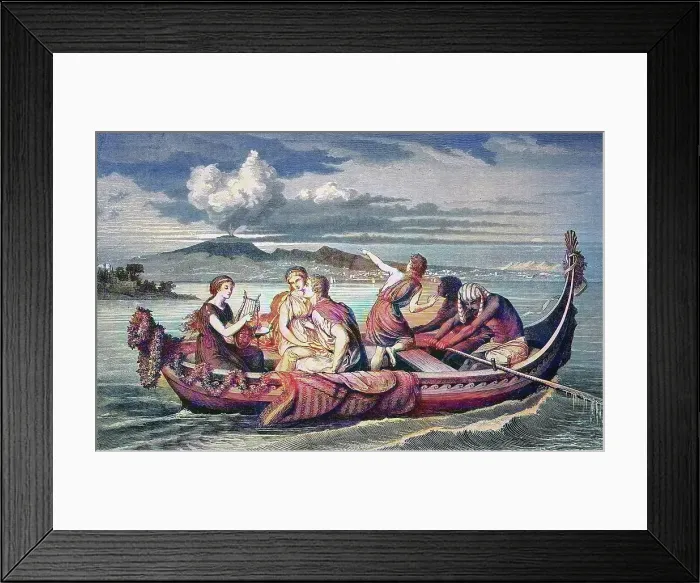 Framed Print : Eruption of Mount Vesuvius on the last days of Pompeii, Italy, historical wood engraving, ca. 1880, digitally restored reproduction of a 19th century original, exact original date unknown, coloured Framed Print : Eruption of Mount Vesuvius on the last days of Pompeii, Italy, historical wood engraving, ca. 1880, digitally restored reproduction of a 19th century original, exact original date unknown, coloured