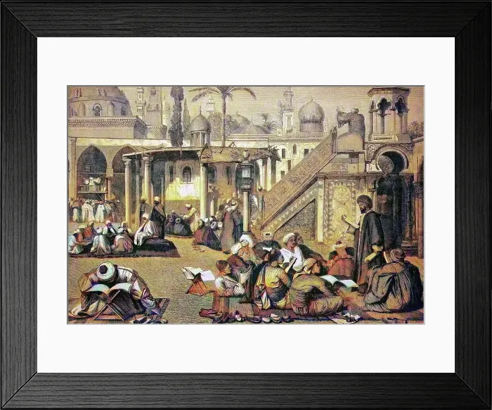 Framed Print : Arab University in Cairo, Egypt, historical wood engraving, ca. 1880, digitally restored reproduction of a 19th century original, exact original date unknown, coloured Framed Print : Arab University in Cairo, Egypt, historical wood engraving, ca. 1880, digitally restored reproduction of a 19th century original, exact original date unknown, coloured
