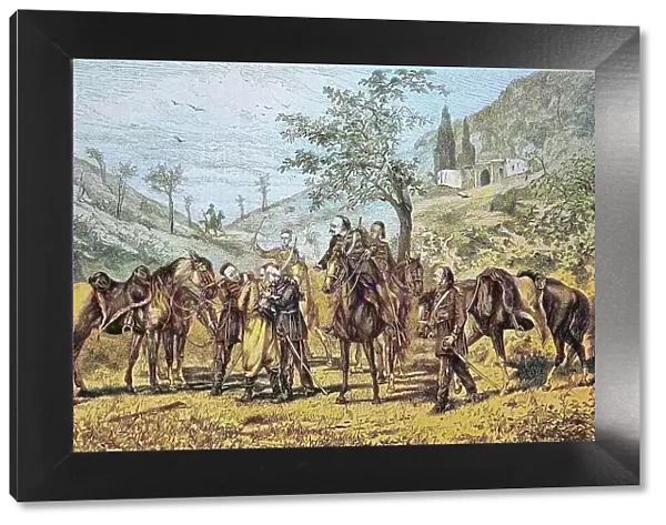 At the siege of Plewna, Bulgaria, historical wood engraving, ca. 1880, digitally restored reproduction of a 19th century original, exact original date not known, coloured
