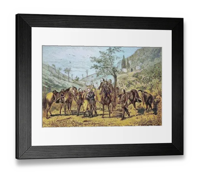 Framed Print : At the siege of Plewna, Bulgaria, historical wood engraving, ca. 1880, digitally restored reproduction of a 19th century original, exact original date not known, coloured Framed Print : At the siege of Plewna, Bulgaria, historical wood engraving, ca. 1880, digitally restored reproduction of a 19th century original, exact original date not known, coloured