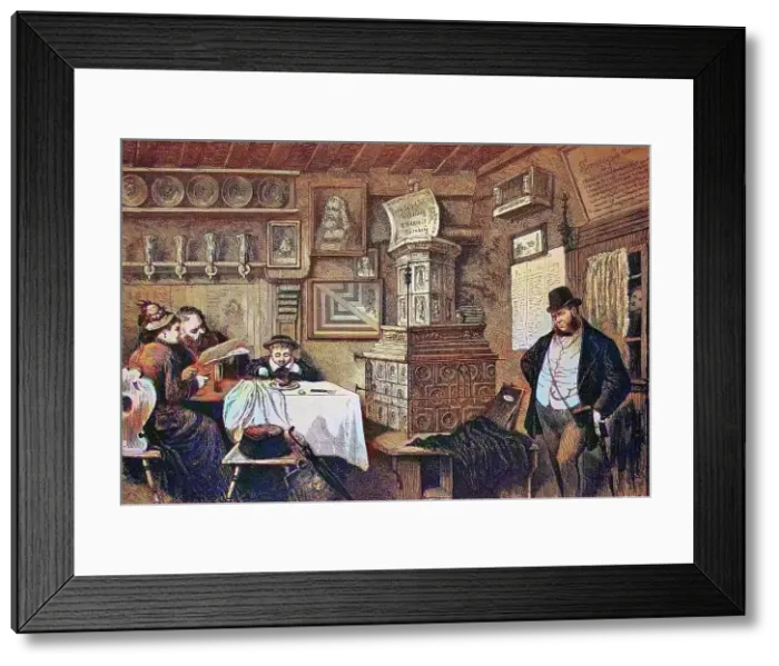 Framed Print : At the Bratwurstgloeckle in Nuremberg, Bavaria, Germany, historical wood engraving, c. 1880, digitally restored reproduction of a 19th century original, exact original date unknown, coloured Framed Print : At the Bratwurstgloeckle in Nuremberg, Bavaria, Germany, historical wood engraving, c. 1880, digitally restored reproduction of a 19th century original, exact original date unknown, coloured