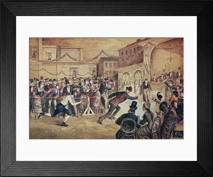 Framed Print : In the Central Skating Ring in Berlin, Germany, historical wood engraving, ca. 1880, digitally restored reproduction of an original 19th century original, exact original date unknown, coloured Framed Print : In the Central Skating Ring in Berlin, Germany, historical wood engraving, ca. 1880, digitally restored reproduction of an original 19th century original, exact original date unknown, coloured