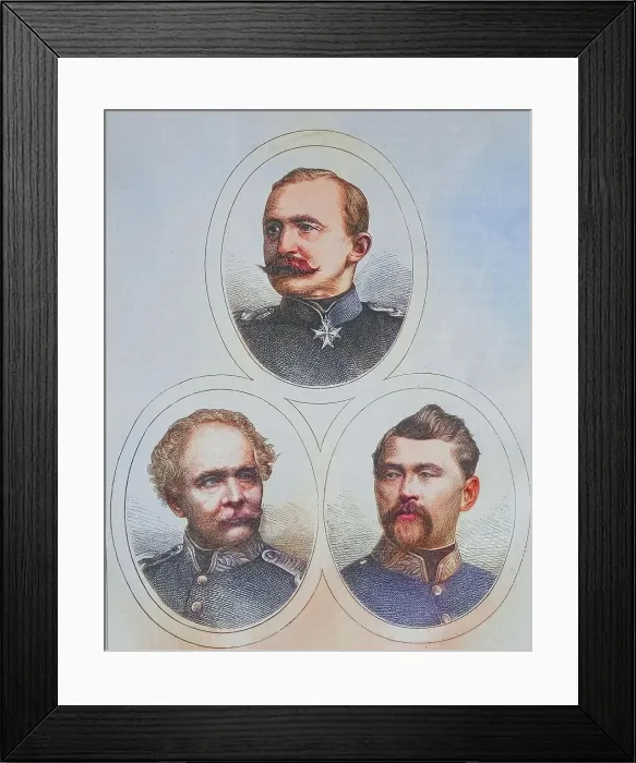 Framed Print : Julius Hartwig Friedrich von Hartmann, 1817-1873 (left) royal prussian general of the cavalry, Hugo von Obernitz, 1819-1901 (above) royal prussian general, Ludwig von der Tann-Rathsamhausen, 1815-1881, royal bavarian general of the infantry Framed Print : Julius Hartwig Friedrich von Hartmann, 1817-1873 (left) royal prussian general of the cavalry, Hugo von Obernitz, 1819-1901 (above) royal prussian general, Ludwig von der Tann-Rathsamhausen, 1815-1881, royal bavarian general of the infantry