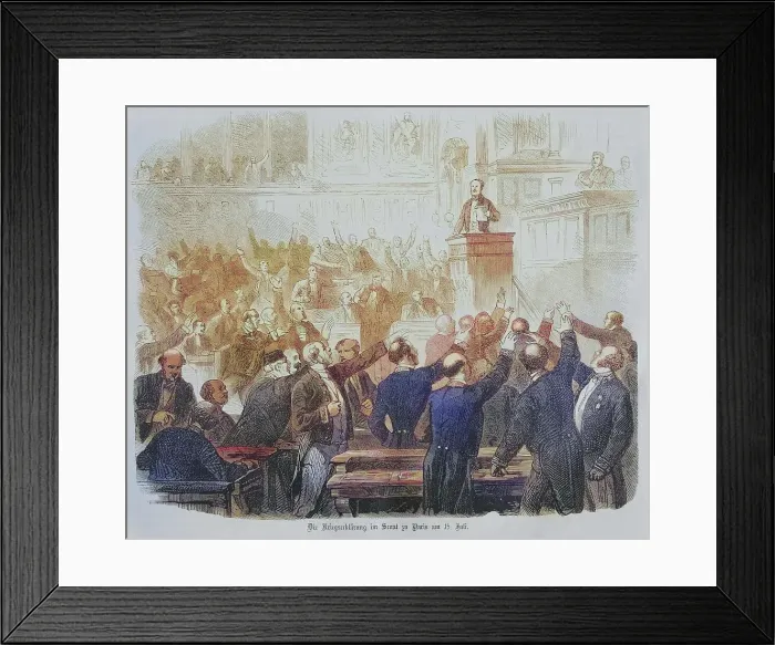Framed Print : The declaration of war in the senate of Paris, July 15th 1870, illustrated war history, German, French war 1870-1871, Germany, France Framed Print : The declaration of war in the senate of Paris, July 15th 1870, illustrated war history, German, French war 1870-1871, Germany, France