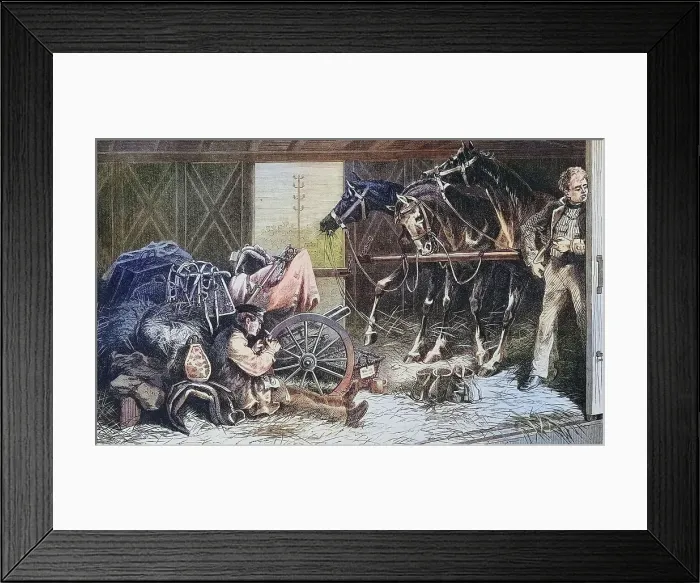Framed Print : Cavalry being transported on a train, horse stable of a guard corps officer, illustrated war history, German, French war 1870-1871, Germany, France, Cavalry being transported on a train, horse stable of a guard corps officer, illustrated war history Framed Print : Cavalry being transported on a train, horse stable of a guard corps officer, illustrated war history, German, French war 1870-1871, Germany, France, Cavalry being transported on a train, horse stable of a guard corps officer, illustrated war history