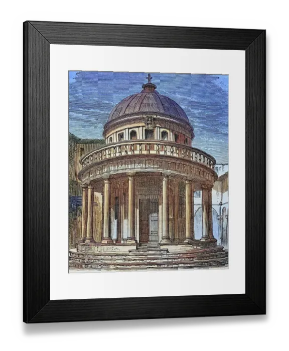 Framed Print : Biblical History, San Pietro in Montorio, Tempietto di Bramante, Rome, Italy, Historical Steel Engraving from 1860 Framed Print : Biblical History, San Pietro in Montorio, Tempietto di Bramante, Rome, Italy, Historical Steel Engraving from 1860