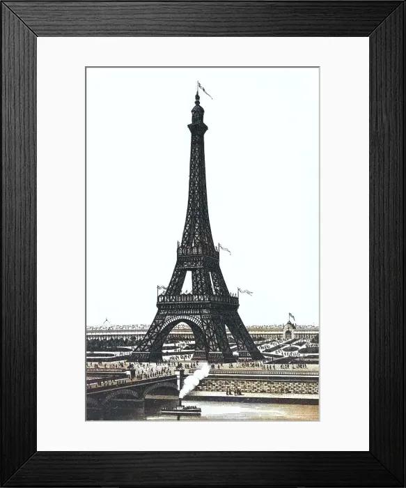 Framed Print : Paris, Tour Eiffel, Historical copperplate, ca 1890, France Framed Print : Paris, Tour Eiffel, Historical copperplate, ca 1890, France