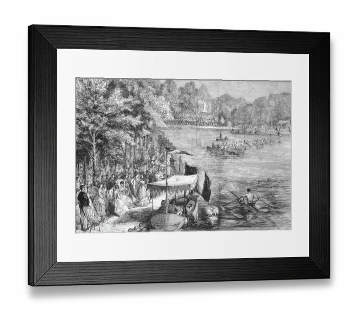 Framed Print : Competition of rowing clubs on the Bois de Boulogne lake in the west of Paris, 1869, France, Historic, digitally restored reproduction of an original 19th century artwork, exact original date unknown Framed Print : Competition of rowing clubs on the Bois de Boulogne lake in the west of Paris, 1869, France, Historic, digitally restored reproduction of an original 19th century artwork, exact original date unknown
