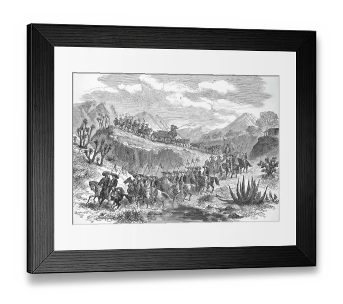 Framed Print : Convoy with silver ingots from the silver mines on the way to Mexico City, 1869, Mexico, Historic, digitally restored reproduction of an original 19th century original, exact original date unknown