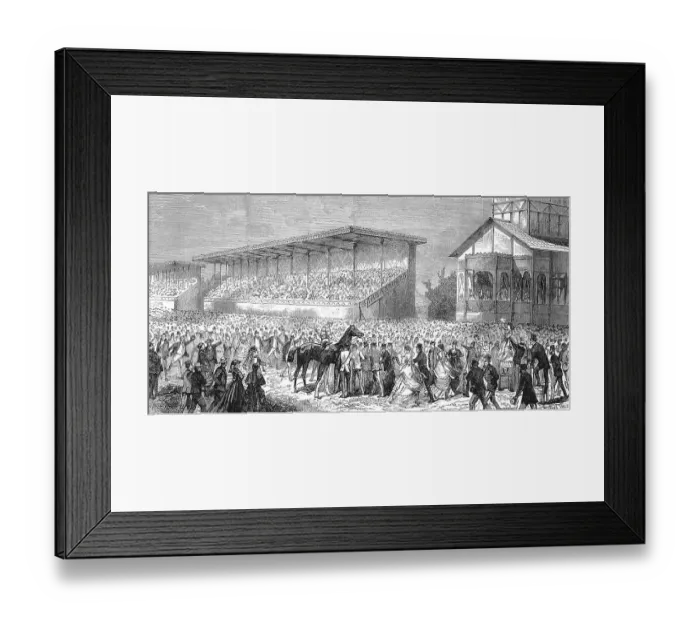 Framed Print : Racecourse in Bois de Boulogne, the favourite horse The Earl is being shown to the public, 1868, France, Historic, digitally restored reproduction of a 19th century original, exact original date not known Framed Print : Racecourse in Bois de Boulogne, the favourite horse The Earl is being shown to the public, 1868, France, Historic, digitally restored reproduction of a 19th century original, exact original date not known