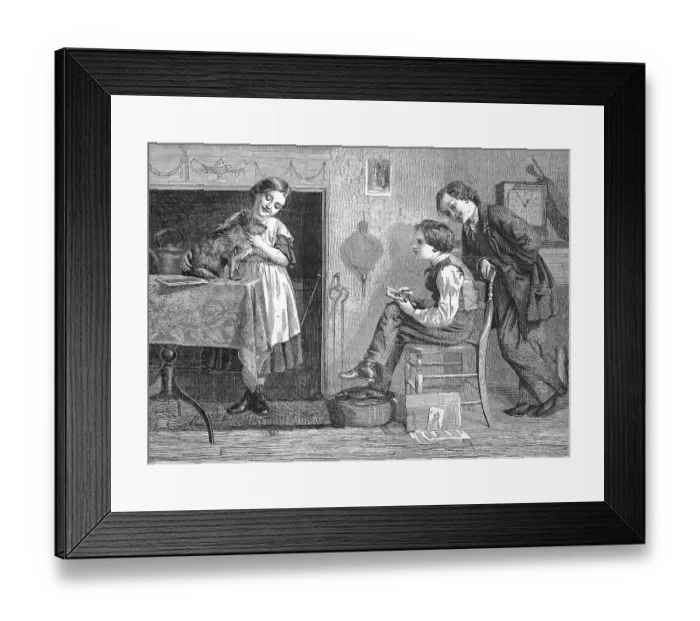 Framed Print : The Model, Boy Drawing a Dog Held by a Girl, Young Artist in the Room at Home, 1869, France, Historic, digitally restored reproduction of an original 19th century master, exact original date not known Framed Print : The Model, Boy Drawing a Dog Held by a Girl, Young Artist in the Room at Home, 1869, France, Historic, digitally restored reproduction of an original 19th century master, exact original date not known