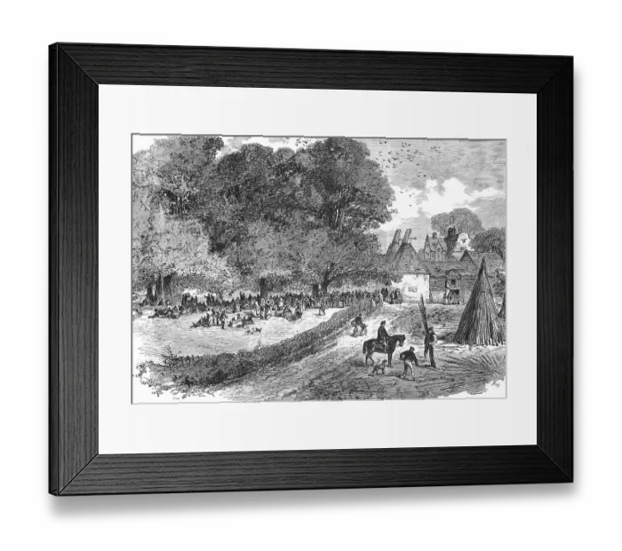 Framed Print : The Hop Harvest, Hop Picking, in the Department du Nord, 1869, France, Historic, digitally restored reproduction of an original 19th century painting, exact original date not known