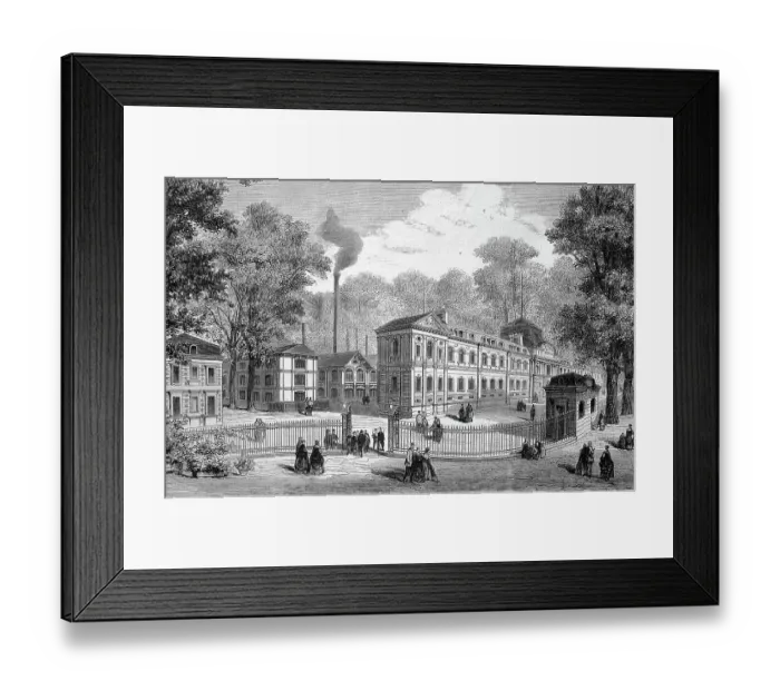 Framed Print : New buildings of the imperial porcelain manufactory in Sevres, Manufacture royale de porcelaine de Sevres is one of the most important European manufactories for the production of fritted porcelain, 1869, France, Historic Framed Print : New buildings of the imperial porcelain manufactory in Sevres, Manufacture royale de porcelaine de Sevres is one of the most important European manufactories for the production of fritted porcelain, 1869, France, Historic