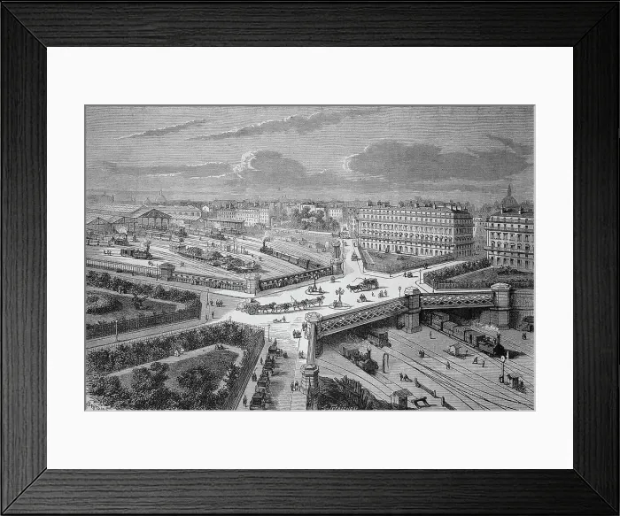 Framed Print : Paris in 1869, La Place de LEuropa Square and the West Station, France, Historic, digitally restored reproduction of a 19th century original, exact original date unknown Framed Print : Paris in 1869, La Place de LEuropa Square and the West Station, France, Historic, digitally restored reproduction of a 19th century original, exact original date unknown