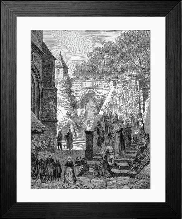Framed Print : Procession for the Forgiveness of Saint Barbara in Morbihan, 1869, Brittany, France, Historic, digitally restored reproduction of an original 19th-century artwork, exact original date unknown Framed Print : Procession for the Forgiveness of Saint Barbara in Morbihan, 1869, Brittany, France, Historic, digitally restored reproduction of an original 19th-century artwork, exact original date unknown