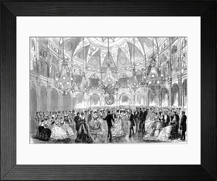 Framed Print : Ball at the Grand Hotel, for the benefit of unemployed workers, Paris, 1869, France, Historic, digitally restored reproduction of a 19th century original, exact original date unknown Framed Print : Ball at the Grand Hotel, for the benefit of unemployed workers, Paris, 1869, France, Historic, digitally restored reproduction of a 19th century original, exact original date unknown