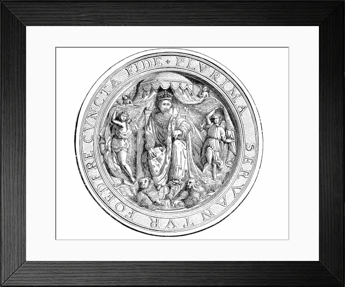 Framed Print : The seal of Francis I affixed to the treaty of alliance signed in 1525, Francis I (12 September 1494 to 31 March 1547), also called the Knight King, France, Historical, digitally restored reproduction of a 19th century original Framed Print : The seal of Francis I affixed to the treaty of alliance signed in 1525, Francis I (12 September 1494 to 31 March 1547), also called the Knight King, France, Historical, digitally restored reproduction of a 19th century original