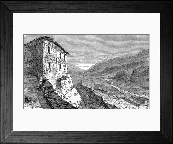 Framed Print : Col du Mont Cenis, view of a railway line of the Mont Cenis Railway, which was in operation from 1868. It served in particular to transport British mail on its way to India. The steam-powered adhesion railway was equipped according to Fell's system Framed Print : Col du Mont Cenis, view of a railway line of the Mont Cenis Railway, which was in operation from 1868. It served in particular to transport British mail on its way to India. The steam-powered adhesion railway was equipped according to Fell's system