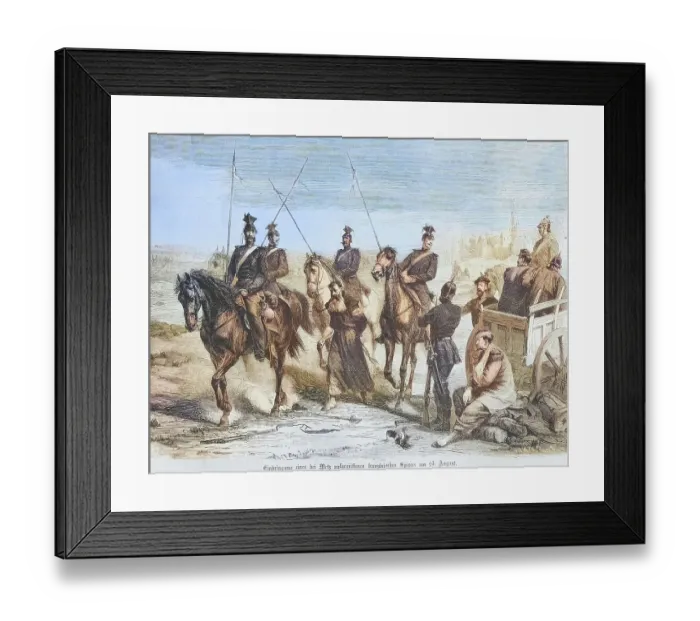 Framed Print : Bringing in a French spy apprehended near Metz, illustrated war chronicle 1870-1871, Franco-German campaign, Germany, France Framed Print : Bringing in a French spy apprehended near Metz, illustrated war chronicle 1870-1871, Franco-German campaign, Germany, France