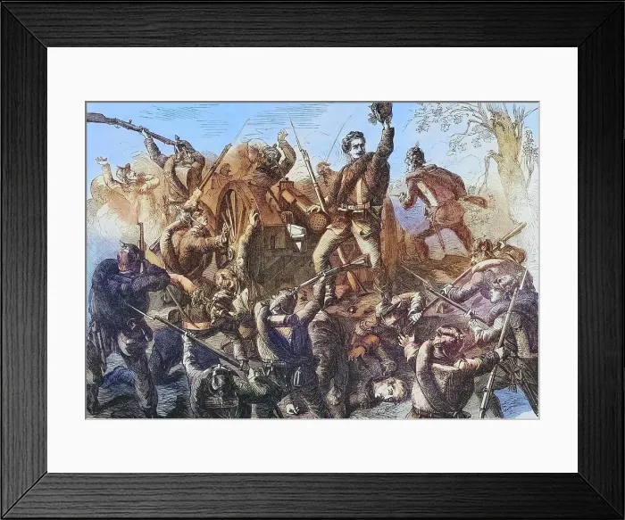 Framed Print : Capture of a Mitraillense near Woerth, illustrated war chronicle 1870-1871, Franco-German campaign, Germany, France Framed Print : Capture of a Mitraillense near Woerth, illustrated war chronicle 1870-1871, Franco-German campaign, Germany, France