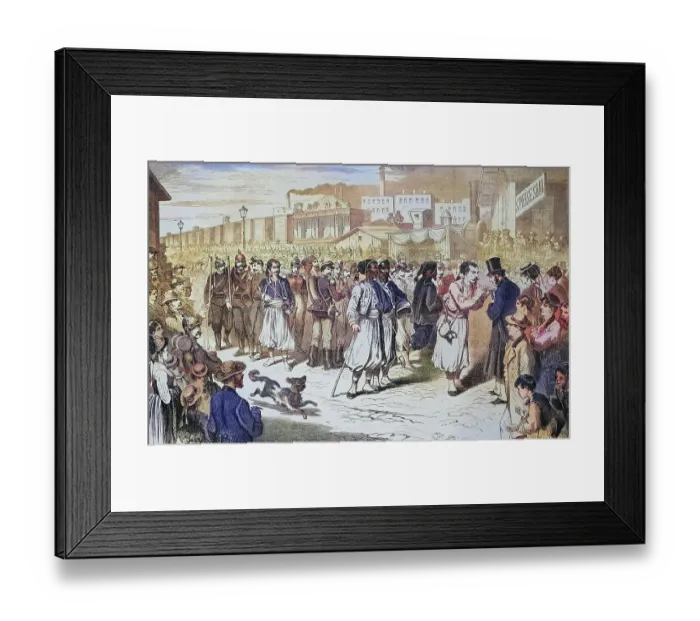 Framed Print : Arrival of French prisoners of war at the Ostbahnhof in Berlin, illustrated war chronicle 1870-1871, Franco-German campaign, Germany, France Framed Print : Arrival of French prisoners of war at the Ostbahnhof in Berlin, illustrated war chronicle 1870-1871, Franco-German campaign, Germany, France